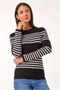 Black Stripe Ribbed Crew Jumper, Image 4 of 5