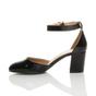 Black AJVANI Black Mid Block Heel Ankle Strap 2 Part Heels, Image 3 of 6