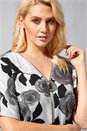 Grey Rose Print Zip Front T-Shirt, Image 4 of 4