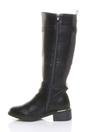 Black AJVANI Black Stretchy Elastic Zip Calf Biker Knee Boots, Image 3 of 5
