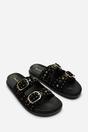Black Ceylon Diamante Stud Double Buckle Slide On Sandal, Image 4 of 6