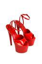Red XY LONDON Red 'Sunshine' Strappy Peep Toe Stiletto High Heel Platform Shoes, Image 3 of 5