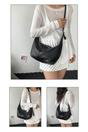 Black Crescent Shoulder Bag With Flower Charm, Image 3 of 3