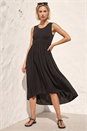 Black Ribbed Stretch Midi Dress, Image 2 of 4
