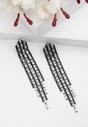 Black Diva Fringed Dangle Earrings, Image 2 of 5
