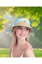 Turqouise Misha - Chiffon Tie Straw Visor - Pale Turquoise, Image 1 of 3
