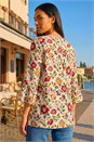 Red Floral Print Flare Sleeve Top, Image 3 of 4