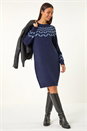 Navy Chevron Print Jumper Dress, Image 1 of 5