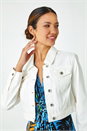 White Cropped Cotton Denim Jacket, Image 1 of 5