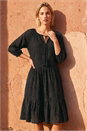 Black Cotton Broderie Tiered Smock Dress, Image 1 of 4