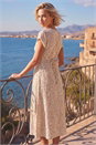 Light Pink Ditsy Lace Trim Midi Dress, Image 3 of 4