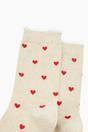 Beige Love Hearts Combed Cotton Glitter Socks, Image 2 of 4