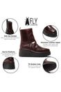 Wine Womens Leather Ankle Boots-HEIJ271, Image 3 of 5