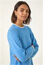 Blue Contrast Trim Knitted Jumper Dress, Image 5 of 7