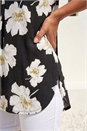 Black Floral Puff Print Stretch Top, Image 4 of 4