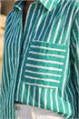 Green Stripe Print Buttoned Shirt, Image 4 of 4