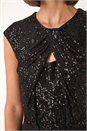 Black Sequin Twist Front Jumpsuit, Image 5 of 5