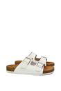 White XY LONDON White 'Star' Double Strap Buckle Up Summer Slip On Flat Sandals, Image 2 of 5