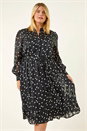 Black Curve Polka Dot Midi Dress, Image 4 of 5