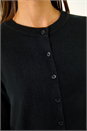 Black Soft Knit Crew Neck Cardigan, Image 5 of 5