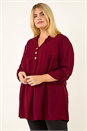 Wine Curve Textured Buttoned Tunic Top, Image 1 of 5