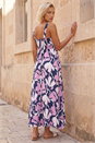 Navy  Floral Strappy Maxi Dress, Image 3 of 4