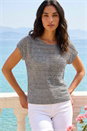 Dark Grey Sequin Stripe Knitted Top , Image 1 of 4