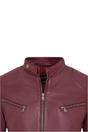 Burgundy Slim-Fit Leather Biker Jacket-Tulsa, Image 6 of 7