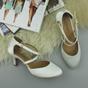 Ivory Mid Heel Crossed Straps Court Shoes, Image 4 of 6