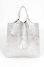 Silver Metallic Italian Leather Shoulder Bag, Image 1 of 4
