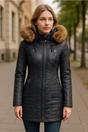Blue Quilted Leather Parka Jacket-Winton, Image 1 of 7