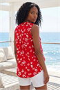 Red Ditsy Floral Print Pintuck Top, Image 3 of 4