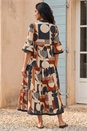 Tan Geometric Boho Maxi Dress, Image 3 of 4