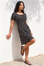 Black Petite Ditsy Floral Tie Detail Dress, Image 2 of 4