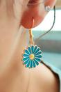 Blue Sunflower Charm Dainty Boho Hook Earrings, Image 1 of 5
