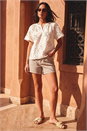 Cream  Floral Embroidered Cotton Tunic Top, Image 2 of 4