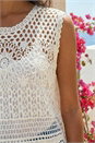 White Dusk Crochet Tassel Knit Top, Image 4 of 4