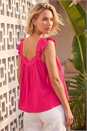 Cerise Textured Frill Sleeve Cami Top, Image 2 of 4
