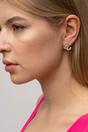 Gold The Colourful Aura Gold Zircon Arc C-Shaped Two-Set Geometric Stud Earrings, Image 2 of 4
