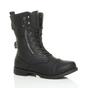 Black Lace Up Zips Military Biker Ankle Boots, Image 1 of 6