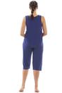 Navy Camille Lingerie Navy Lightweight Striped Capri Bottom Pyjama Set, Image 4 of 5