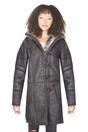 Black Womens Shearling Hooded Duffle Coat-Lile, Image 1 of 6