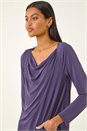 Purple Cowl Neck Premium Stretch Top, Image 4 of 5