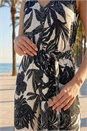 Black Dusk Tropical Palm Print Jumpsuit, Image 4 of 4