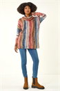 Multi  Boucle Stripe Cowl Neck Jumper, Image 2 of 5