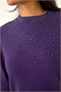 Purple Sparkly High Neck Knit Jumper, Image 5 of 5