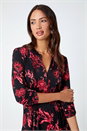 Fuchsia Paisley Print Pintuck Stretch Top, Image 4 of 5