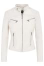 White Slim-Fit Leather Biker Jacket-Maldon, Image 1 of 4