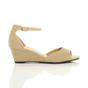 Natural AJVANI Natural Mid Wedge Heel Ankle Strap Sandals, Image 2 of 6