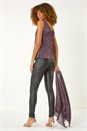 Pink V-Neck Metallic Plisse Vest Top, Image 1 of 6